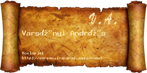 Varsányi András névjegykártya